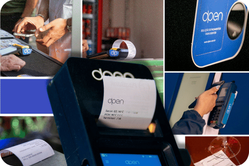 Sistema de ficha dpen em operação: impressora, fichas e equipamentos