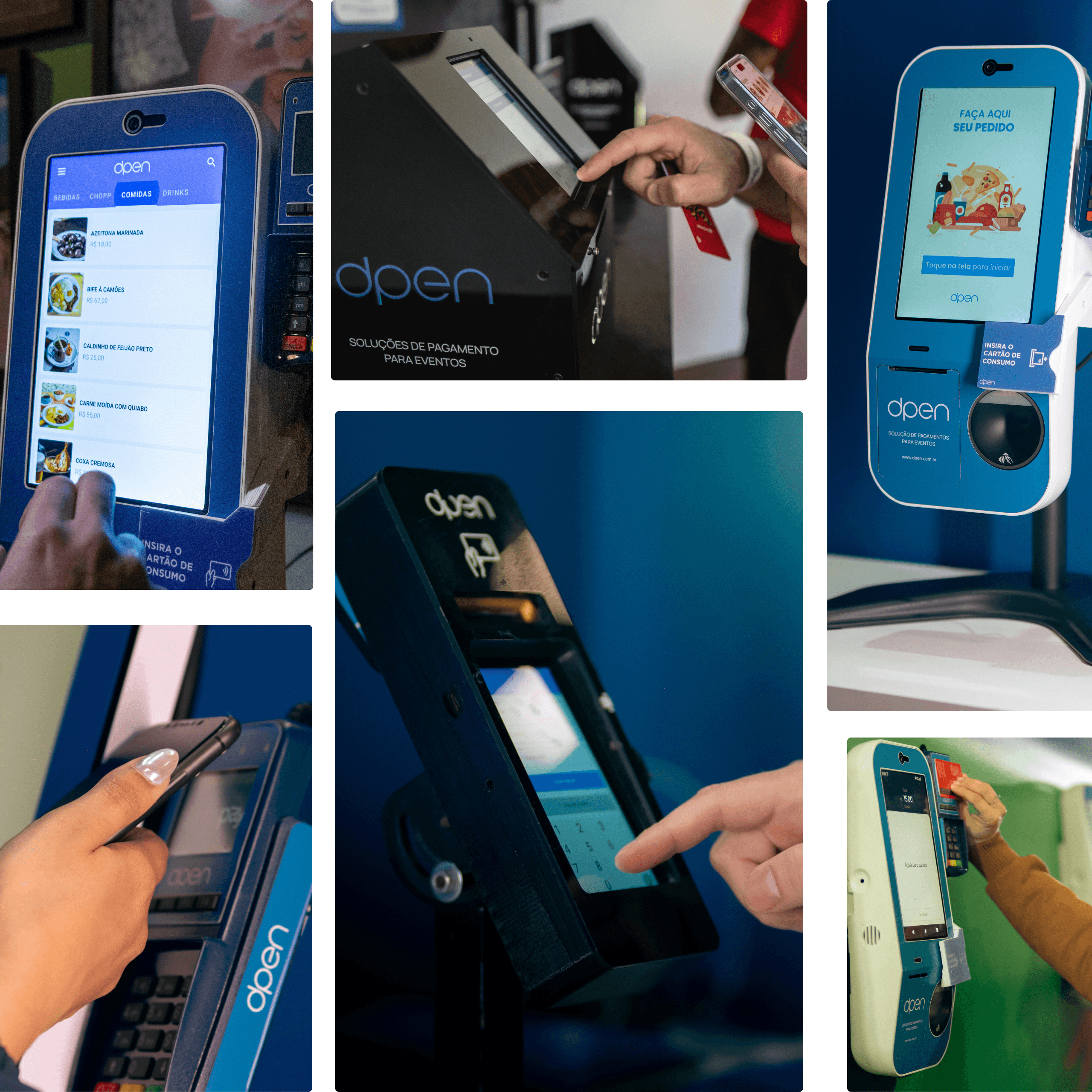 mosaico com imagens dos totens de autoatendimento do dpen.